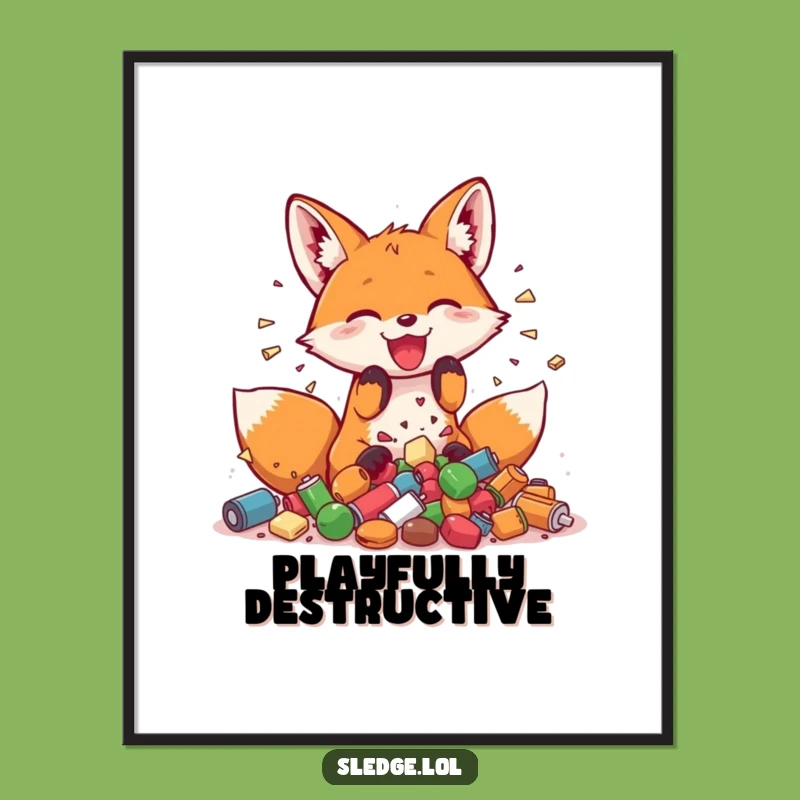 Funny Fox Poster: Playful Smashing Art - A Hilarious Joyful Funny Gift for Walls