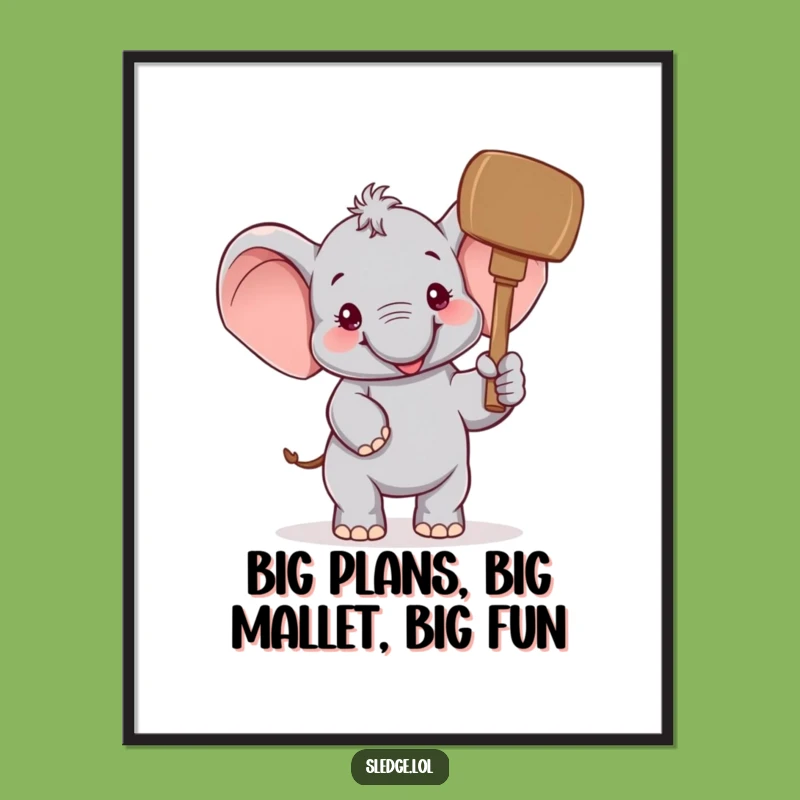 Elephant Mallet Art Free Printable - Cheerful Funny Downloadable Wall Decor