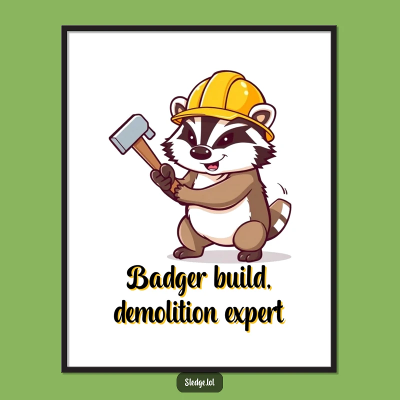 Funny Free Printable Badger Wall Art - Construction Humor Downloadable Decor