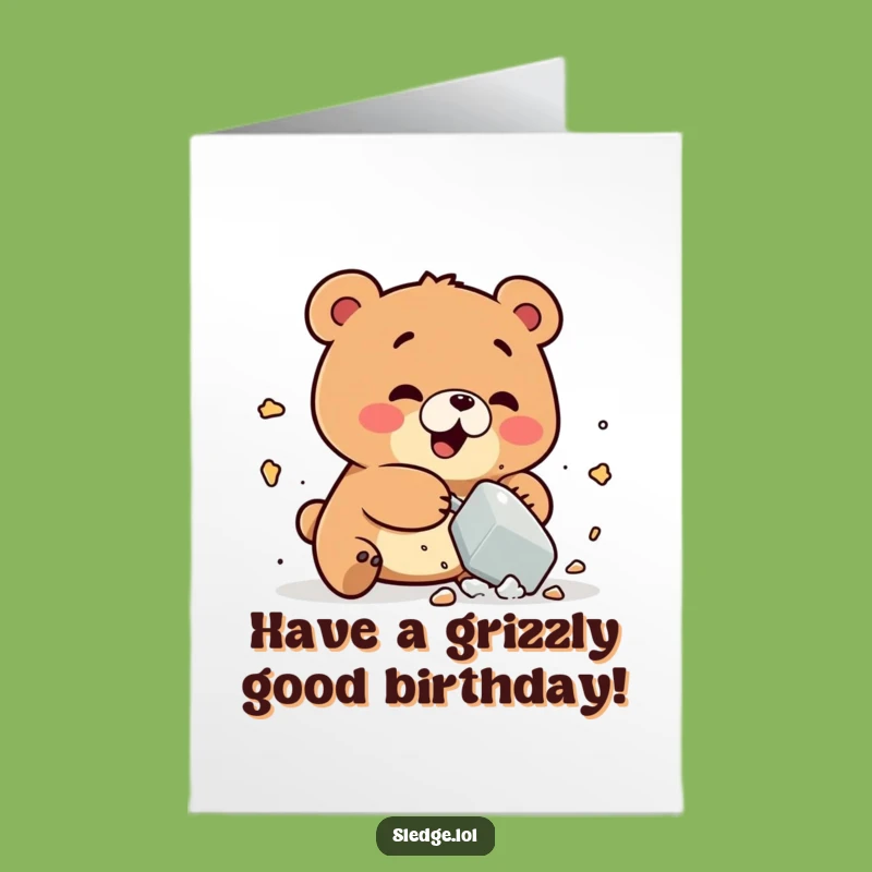 Bear Smash Birthday Card Free Printable - Playful Funny Downloadable Greeting