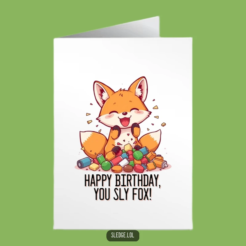 Free Printable Funny Fox Birthday Card - Smash Cake Fun Downloadable Gift