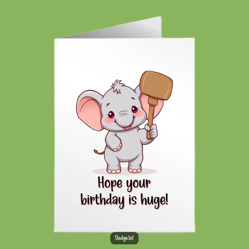 Elephant Mallet Birthday Card Free Printable - Joyful Funny Downloadable Greeting