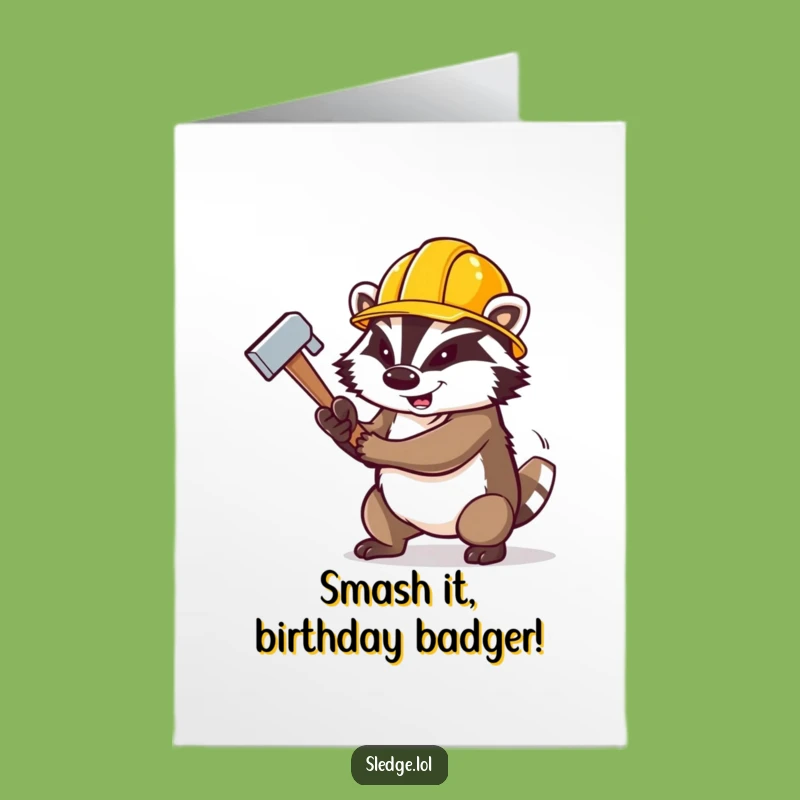 Free Printable Funny Badger Birthday Card - Demolition Fun Downloadable Gift