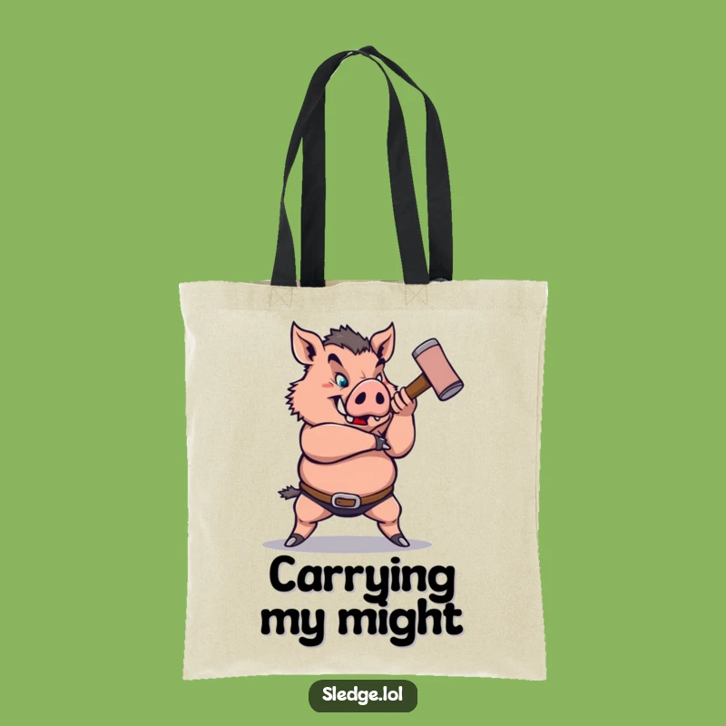 Funny Boar Sledgehammer Tote Bag: Carry Your Strength and Humor Everywhere